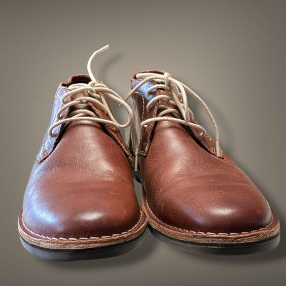 Men\'s 11.5 KENNETH COLE REACTION Desert Sun Brown Leather Chukka Boots EUC main image 3